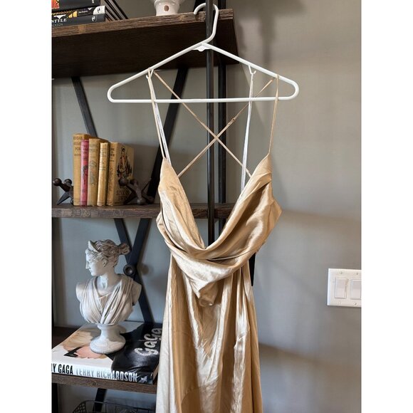 retrofete Emery Silk Crystal Embellished Gown Dress Nude Womens Size Small - Picture 8 of 16